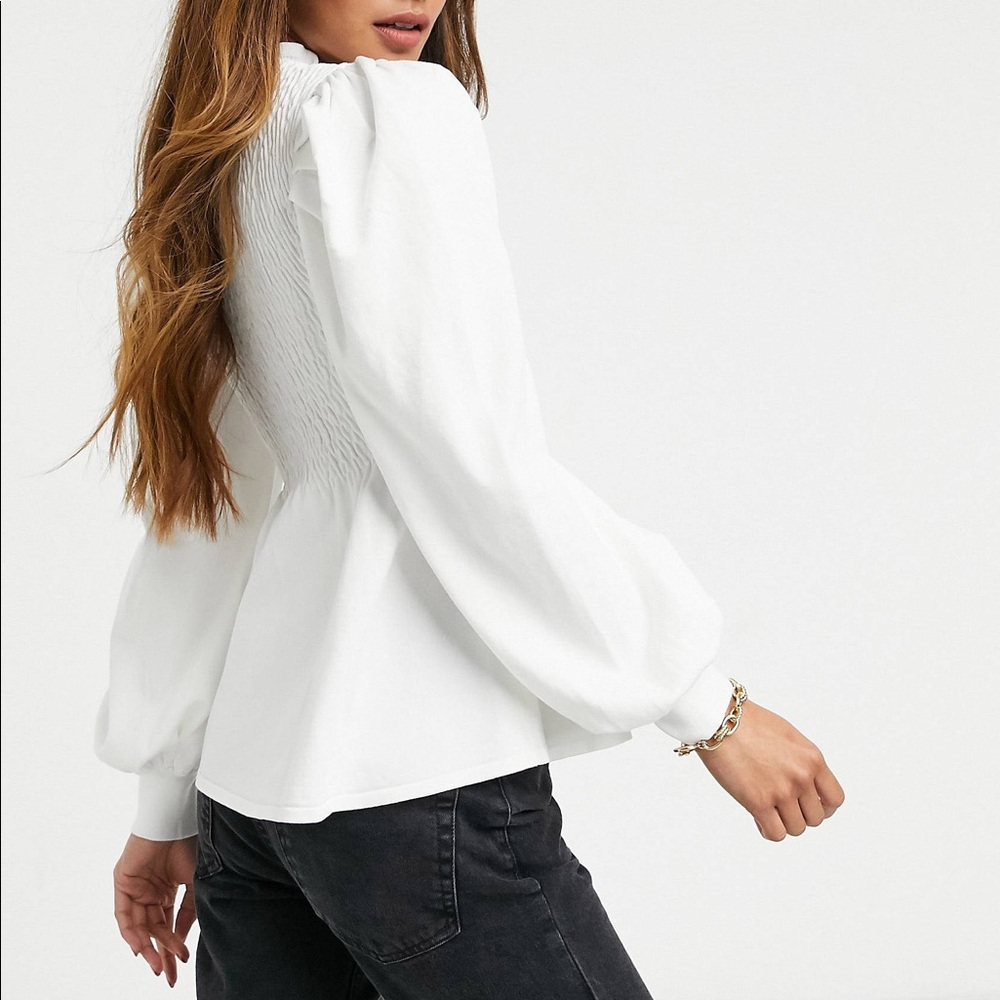Asos Design frilled sweater in white